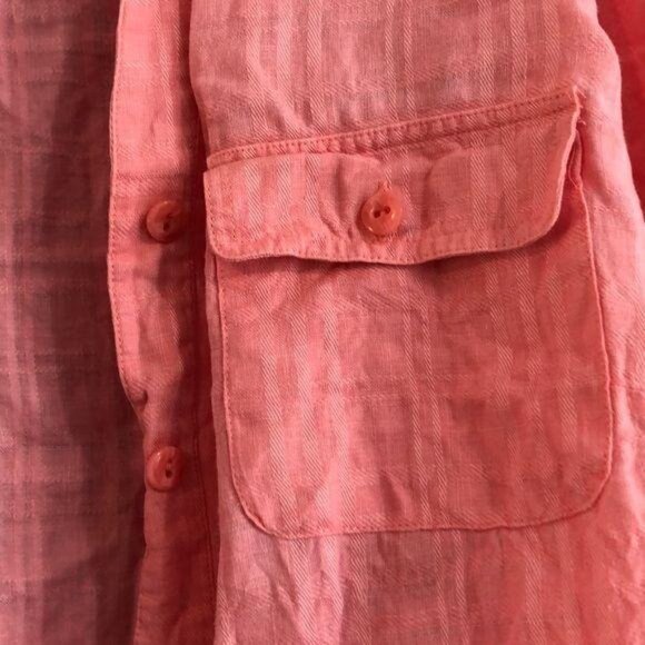 Studio Works Womens Pink Button-Up Shirt 2X Lightweight Textured Long Sleeve Poc - Picture 2 of 5